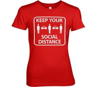 Hybris Keep Your Social Distance Girly Tee Damen T-Shirt Red