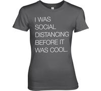 Hybris Social Distancing Before It Was Cool Girly Tee Damen T-Shirt Dark-Grey
