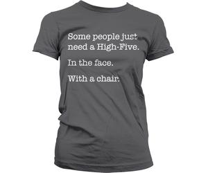 Hybris Some People Just Need A High Five Girly Tee Damen T-Shirt Dark-Grey