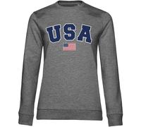 Hybris USA Varsity Girly Sweatshirt Damen Medium-Heather-Grey