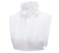Hybursky Chiffon Fake Collar Detachable Half Shirt Blouse Top Double Layer Ruffle Mock Neck Base Shirt Thin Breathable Elegant Decorative False Collar for Women Girls Sweaters Collarless Dress (White)