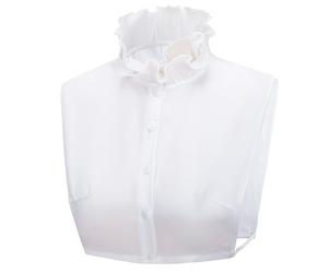 Hybursky Chiffon Fake Collar Detachable Half Shirt Blouse Top Double Layer Ruffle Mock Neck Base Shirt Thin Breathable Elegant Decorative False Collar for Women Girls Sweaters Collarless Dress (White)