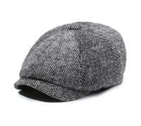 Hybursky Flat Cap for Men, One Size Peaked Cap for Men Women Winter Autumn, Peaky Herringbone Baker Men Newsboy Caps for Sports Fishing Golf, Adjustable Tweed Irish Cabbie Gatsby Cap Gray