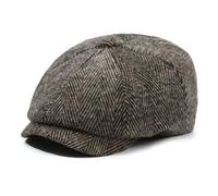 Hybursky Flat Cap for Men, One Size Peaked Cap for Men Women Winter Autumn, Peaky Herringbone Baker Men Newsboy Caps for Sports Fishing Golf, Adjustable Tweed Irish Cabbie Gatsby Cap Khaki