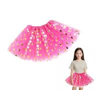 Hybursky Girls Tutu Skirts Kids Sparkle Sequin Dot Skirt Layered Tulle Tutu Ballet Dance Skorts for Kids Girls Toddler 2-7 Years Role-Playing Birthday Princess Party Show Costume, Hot Pink