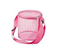 Hybursky Mesh Beach Bag for Seashell Sand Toys Shell Collecting Bags with Adjustable Strap Expandable Beach Sand Toys Bucket Bag Swimming BeachBags for Kids Boys Girls(Hot Pink)