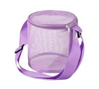 Hybursky Mesh Beach Bag for Seashell Sand Toys Shell Collecting Bags with Adjustable Strap Expandable Beach Sand Toys Bucket Bag Swimming BeachBags for Kids Boys Girls(Purple)