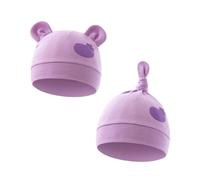 Hybursky Newborn Baby Beanie Hats 0-3 Months 2 Pack Cute Cotton Baby Hospital Hats Infant Babies Boys Girls Beanie Spring Summer Autumn Winter Hat Caps, Purple