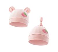 Hybursky Newborn Baby Beanie Hats 0-3 Months 2 Pack Cute Cotton Baby Hospital Hats Infant Babies Boys Girls Beanie Spring Summer Autumn Winter Hat Caps, Pink