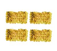 Hybursky Sequin Wrist Cuffs 4PCS Sparkly Shiny Glitter Wristbands Fancy Dress Elastic Sequin Wrist Strap for 80s Costume Party Disco Party Stage Performance Costume Decoration Accessories(Gold)