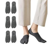 Hybursky Tabi Flip Flop Socks for Men 3 Pairs Cotton Men's No Show Socks Low Cut Non Slip Casual Invisible Split Toe Sock, Dark Grey