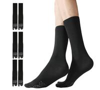 Hybursky Tabi Flip Flop Socks for Men Women 3 Pairs Anti-Slip Cotton Split Toe Socks Mid-calf Length Unisex Shinobu Cosplay Extra Sock for Workout Travel Sports, Black