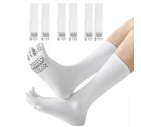 Hybursky Tabi Flip Flop Socks for Men Women 3 Pairs Anti-Slip Cotton Split Toe Socks Mid-calf Length Unisex Shinobu Cosplay Extra Sock for Workout Travel Sports, White