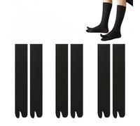 Hybursky Tabi Flip Flop Socks for Men Women 3 Pairs Cotton Japanese Split Toe Socks Mid-calf Length Elastic Unisex Shinobu Cosplay Extra Sock(Black)