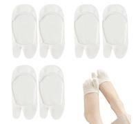 Hybursky Women Tabi No Show Socks 3 Pairs Non Slip Flip Flop Socks Low Cut Ladies Japanese Split Toe Socks(White)