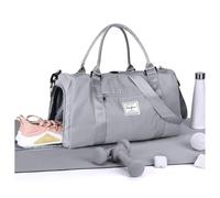HYC00 Gym Bag Womens Mens Sports Duffle Bag with Shoes Compartment & Wet Pocket,Weekend Overnight Bags for Women Large Travel Duffel Bag Carry on Hospital Bag Hand Luggage Cabin Bags,Gray