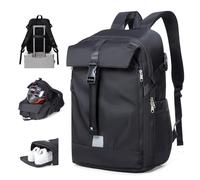 HYC00 Motorcycle Backpacks for Men Women Motorcycle Helmet Backpack, Motorbike Helmet Bag, Cycling Bag, 15.6 Inch Laptop Rucksack, Motorbike Accessories, Travel Backpacks with Shoes Compartment,Black