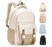 HYC00 School Bags for Girls Boys Secondary High Middle School Backpack Womens Casual Daypack 14 Inch Laptop Rucksack Backpack for Travel College Work Bookbags for Teens Girls Schoolbag, Beige Khaki