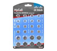 HYCELL Alkaline & Lithium Button Cells [Assorted Multipack of 24] Incl 2 of CR1620/CR2016/CR2025/CR2032/LR41/LR43/LR44/LR626/LR621/LR754/LR1120/LR1130 Coin Cells ideal for Watches, Car Keys, Toys etc