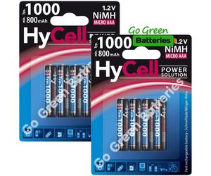 HyCell by Ansmann AAA Type 1000, 800 mAh HR03 Rechargeable Batteries - 8 Pack