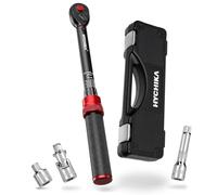 HYCHIKA 3/8" Torque Wrench 10-60Nm, ±2% Accuracy, Dual Scale Nm/ft-lb. | 72-Tooth Torque Wrench Set with 3/8 to 1/4 Adapter, Universal Joint, 75mm Extension Bar for Bike, Motorcycle, Car.
