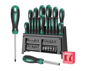 HYCHIKA 51 PCS Magnetic Screwdriver Set Including Flat Head, Phillips, Precision and Bit Screwdriver, Suitable for DIY, Home, Farm Maintenance