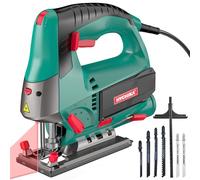 HYCHIKA 800W Jigsaw with Laser Guide - Corded Electric Jig Saw Kit, 6 Variable Speed 800-3000SPM, Max 110mm Cutting Depth in Wood, ±45° Bevel Cut, 6 Blades & Carrying Case for Wood Metal Plastic DIY