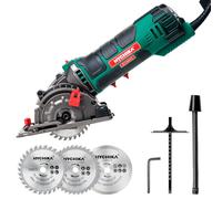 HYCHIKA 85mm Mini Circular Saw, 500W High-Power Metal & Wood Cutter Machine | Standard Configuration: Guide Rail + Dust Extraction Tube + 3 Saw Blades Precision DIY Tool