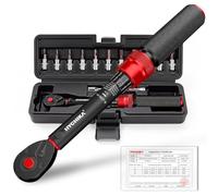 HYCHIKA Bike Torque Wrench 1/4", ±2% Accuracy, 5-25Nm, Dual Scale, 72-Tooth | 13PCS Bicycle Torque Wrench Kit with 12 Bits & Storage Case for Bike, Motorcycle, Electronics and Home Maintenance