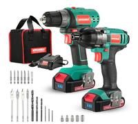HYCHIKA Cordless Drill Driver 18V, Electric Screwdriver 35 N.m, Impact Driver 160 N.m, Combi Drill, 21+1 Torque Set, 2-Speed, LED Light, 2 x 2.0AH Battery, Charger for Home and Garden DIY