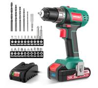 HYCHIKA Cordless Drill Driver 2.0Ah, 26Pcs Combi Drill Accessories, 35Nm Max with 21+1 Torque Fast Charger for DIY Home Garden Projects