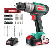 HYCHIKA Cordless Power Drill Set 18V, Electric Drill 60Nm Max with 21+3 Torque, 2.0Ah Brushless Motor, 53Pcs Combi Accessories for DIY Home Projects