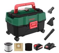 HYCHIKA Cordless Wet and Dry Vacuum Cleaner 18V/15L, 3-IN-1 Vacuum Cleaner with Blower Function, with 4.0Ah Battery, Fast Charger, HEPA Filter, Great For Cars, DIY Worhshops, Outdoors Cleaning