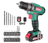 HYCHIKA Cordless Drill Driver 12V, Electric Screwdriver 30N·m, 21+1 Torque Electric Drill, 2-Variable Speed LED Work Light, 1500mAh Li-Ion Battery 25Pcs Accessories for Home and Garden DIY Project