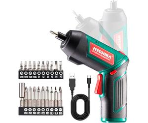 HYCHIKA Electric Screwdriver, 6N.m and 2000mAh 3.6V Cordless Screwdriver with 20 Accessories, Work Light, Charging Cable and Magnetic Chuck