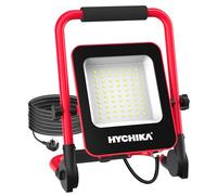HYCHIKA LED Work Light 50W, Job Site Lights 5500LM, IP65 Waterproof, 360° Degree Rotation with Stand Foldable Construction Lights, 6500K Daylight White Suitable for Camping, Workshop, Garage