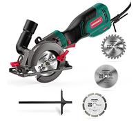 HYCHIKA Mini Circular Saw Corded, 750W 3500RMP Compact Electric Saws with 3 Blades(115 and 125mm), Scale Ruler, Cutting Depth 48mm(90°), 32mm(45°) Skill Saw for Wood, Soft Metal, Plastic, Tile