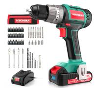 HYCHIKA Cordless Power Drill Set 18V, Electric Drill 60Nm Max with 21+3 Torque, 2.0Ah Brushless Motor, 53Pcs Combi Accessories for DIY Home Projects