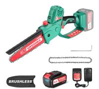 HYCHIKA Powerful Brushless Mini Chainsaw 18V 8 Inch 4.0Ah in Green HYCHIKA Green