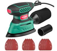HYCHIKA 140W Detail Electric Sander, 13000 OPM Mouse Sander Efficient Dust Collection, with 12PCS Sanding Sheets, Ideal for Sanding Wood and Removing Rust and Paint