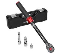 HYCHIKA Torque Wrench 3/8 Inch, 10-60Nm, ±2% Accuracy, 72-Tooth, Torque Wrench Set with with 3/8 to 1/4 Adapter, Universal Joint, 75mm Extension Bar for Car, Motorcycle, Bicycle, Mechanical Work