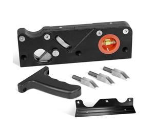 HYCHIKA Wood Planer, Chamfer Planer for Woodworking, Edge Planer with 4 Cutting Heads 45°/3/5/6 mm, Ergonomic Handle, Location Bubbles, One-Hand Planer for Woodworkers, Carpenters, Carpenters