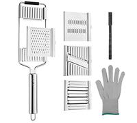 HyChill Upgraded Vegetable Slicer Grater Cutter Shredder | 4-in-1 Multi-purpose Chopper Stainless Steel for Vegetables, Fruits, Cheese, Lemon in the Kitchen(4 1+brush+glove) HC-4-1 15*5.5