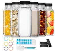 HYCKee 500ml/16oz Glass Bottles With Lids, 6 Pack Glass Milk Bottles Resuable Drinking Bottles for Juice, Smoothies, Kombucha, Sauces, Leakproof Glass Bottles with Pen and Labels, 23-02000-047-01-UK