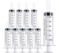 HYCKee10 Pack 60ml Plastic Syringe with Cap, Multiple Uses Measuring Syringe Tools for Labs, Measuring Liquids and Dispensing