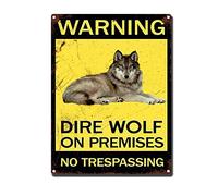 HYCLAM Metal SignWarning Dire Wolf On Premises S Restoring Ancient Ways Wine Cellar The hotelThe Wall Decorate Painting 12x16inch-Tin Sign