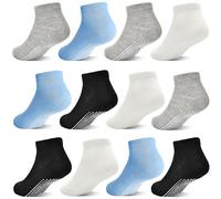 HYCLES Baby Toddler Unisex Colorful Solid Ankle Length Cotton Socks 12 Count Non-Slip Breathable Grip Socks for 1-3 Years