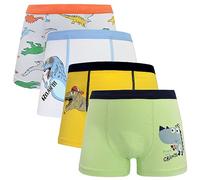 HYCLES Boys Boxer Briefs, Toddler Kids Soft Cotton Underwear 4 Pairs Little Big Boy Dinosaur Shark Shorts Set
