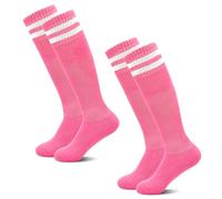HYCLES Kids Football Knee High School Socks Children Athletic Solid Striped Socks Breathable Sports Training Soccer Sock for Girls and Boys 7-13 Years