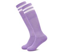 HYCLES Kids Football Knee High School Socks Children Athletic Solid Striped Socks Breathable Sports Training Soccer Sock for Girls and Boys 7-13 Years